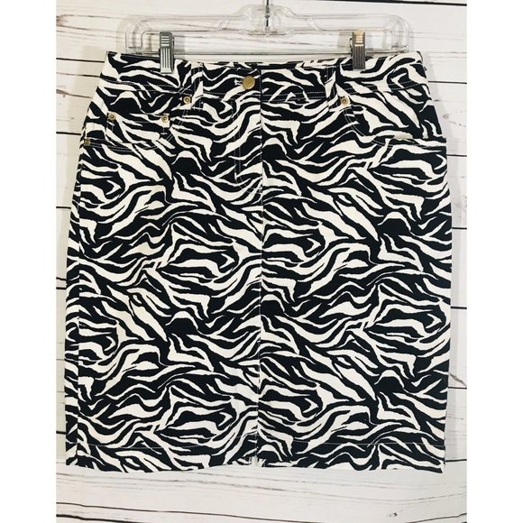 Jones NY Sport Womens Sz 6 Zebra Print Stretch Flat Front 5 Pocket Animal - Picture 1 of 7